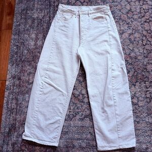 Mother Half Pipe Flood Barrel Jeans in Cream Size 32